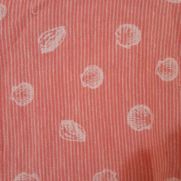 ● Liz Claibore | Linen Shirt Striped Beach Sea Shells - Picture 2 of 9